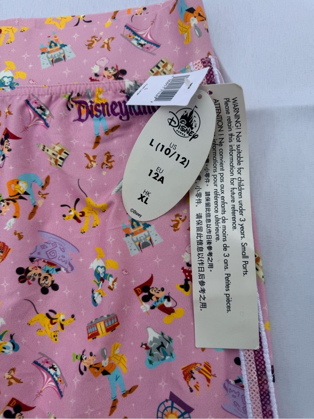 #71 Disney Pink All-Over Character Print Kids Leggings-size(10/12) - Picture 3 of 7